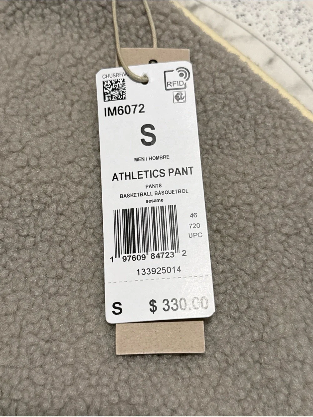 New Adidas x Fear Of God Athletics Hike Pants Sesame Men’s Size Small IM6072